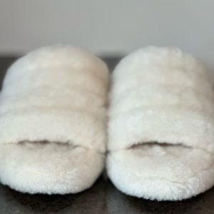 UGG Fluff Yeah slide flat sandals in white